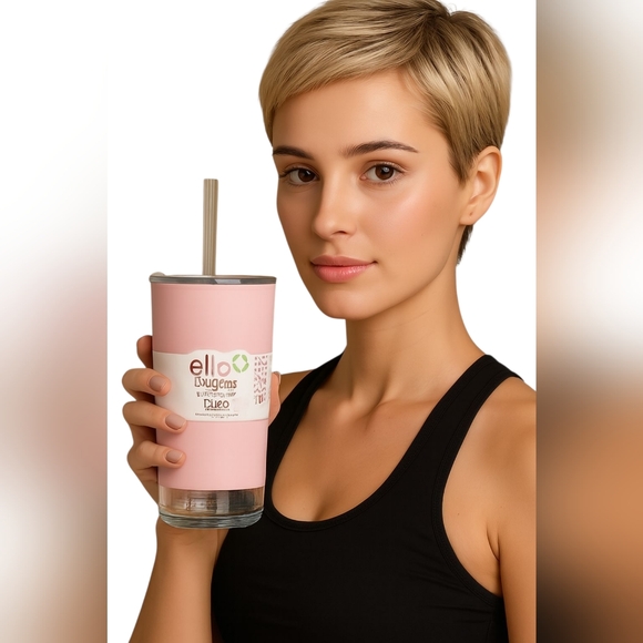 Ello 20 Oz Tidal Glass Tumbler Smoothie Approved Travel Tumbler Pink Silicone - Picture 1 of 11